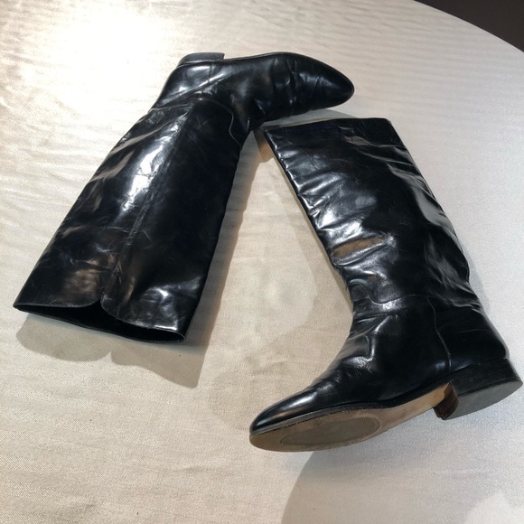 EUC Vintage Italian Black Leather Riding Boots 10M - Picture 6 of 14